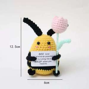 Wholesale Handmade Woven Soft Animal Cartoon <b>Bee</b> Plush Art Craft Custom Textile Honeybee Emotional Support Decorative - Product Image 4