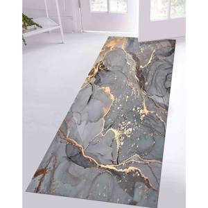 พรมหินอ่อนสีเทาและสีทอง: พรมปูพื้นที่ทันสมัย, พรมบางๆแบบไม่ทอ - Product Image 5