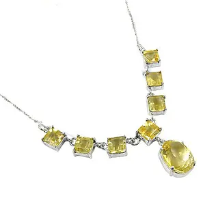 Collier en argent 925 avec cristal de citrine pour femme, bijoux cadeau - Product Image 1