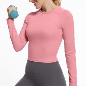 Haut de sport moulant à manches longues effet push-up pour le yoga, la gym et l'entraînement, en Spandex/Polyester écologique, séchage rapide et respirant - Product Image 5