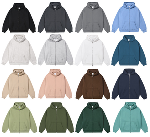 Excepcional 350G de espesor con cremallera personalizada al por mayor 100% algodón felpa polar Sudadera con capucha Color sólido a medida para la moda de otoño de los hombres - Product Image 4