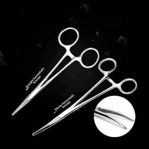 Pinces hémostatiques courbées et droites de 5,5 pouces de couleur noire, pinces à piquer, pinces en acier inoxydable - Product Image 2