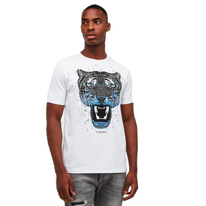 Servicio OEM, Camiseta Casual de Alta Calidad, Algodón Liso, Talla Americana, Cuello Redondo, Hombre, Alta Calidad, 100% Personalizada, Impresión Azul Seda - Product Image 4