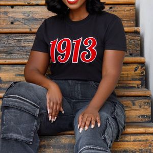 1913 nero DST ciniglia ricamata T-Shirt Premium cotone greco confraternita abbigliamento Delta Casual orgoglio T-Shirt - Product Image 5