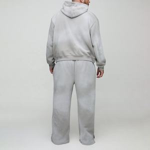 Sudadera con capucha de lavado en aerosol con patrón sólido de talla grande para hombre, chándal bóxer de gran tamaño ecológico para invierno - Product Image 2