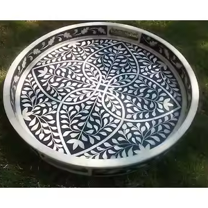 Plateau d'incrustation en os adapté au décor de la cuisine et au stockage Plateau de service en nacre pour hôtel et restaurant à domicile - Product Image 1