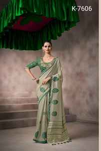 Belle Viscose Coton Imprimé Avec Fantaisie Travail Saree Femme Fabricant De Mode De Surat Au Taux Le Plus Bas - Product Image 4