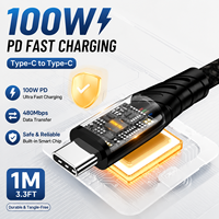 Cable USB Tipo-C de Alta Calidad, 100W PD, 1m, Niquelado, Multifuncional, Duradero, para Teléfono Móvil y Portátil, Carga Rápida y Sincronización de Datos