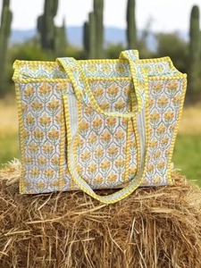 Bolso Tote Vintage de Moda, Hecho a Mano, Acolchado, de Algodón Amarillo, Ligero, Espacioso, Ecológico, para Viajes, Compras, Bolso de Hombro para Mujer - Product Image 2