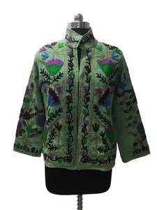 Chaqueta de algodón bordada Suzani Multicolor Boho Chic hecha a mano para mujer, chaqueta Vintage artesanal tradicional transpirable - Product Image 3