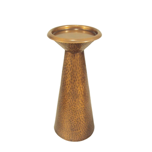 Bougeoir pilier en aluminium fini martelé antique en or pour la maison, le salon et la table à usage décoratif - Product Image 1