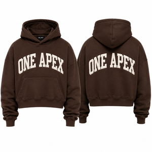 Sweat-shirt à capuche surdimensionné en coton marron chocolat personnalisé pour homme, pull épais streetwear brodé ONEAPEX OEM - Product Image 3