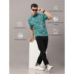 Camisa de Alta Calidad para Hombre con Bolsillo de Tela Tejida con Estampado Personalizado, Manga Corta, Absorbe la Humedad, Tacto Suave para Comodidad Durante Todo el Día - Product Image 3