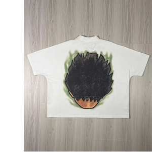 T-shirt décontracté surdimensionné sérigraphié avec manches courtes col en O tissu éponge teint uni - Product Image 3