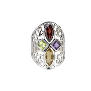 Garnet <b>Statement</b> <b>Ring</b> 925 Sterling Silver Filigree Designer Red Gemstone Jewelry Gift for Mom - Product Image 1