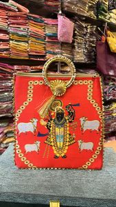 ผู้หญิงแฮนด์เมดปัก Shrinathji Pichwai พิมพ์ถุงของขวัญงานแต่งงานของขวัญคืนสําหรับแขก - Product Image 4