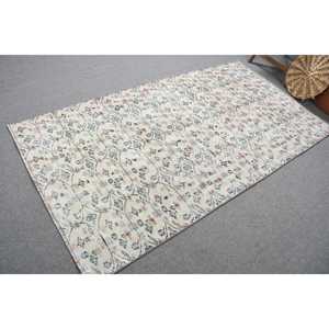 พรมตุรกีขนาด 4.1x7.5 ฟุต พรมวินเทจ พรมขนสัตว์ลายดอกไม้สีขาว - Product Image 2