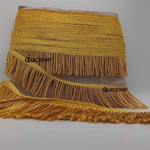 Custom High Quality Gold Mylar Thread <b>Fringe</b> French Mylar <b>Fringes</b> Top Materials Origin Luxury Type All Sizes Fashion Place - Product Image 3