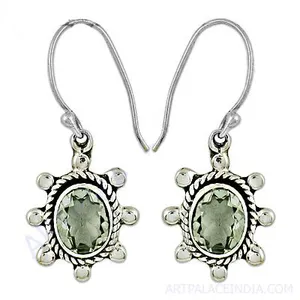 Pendientes Largos de Plata de Ley 925 con Amatista Verde Vintage para Mujer, Chapados en Oro con Diamantes y Circonitas para Boda o Fiesta - Product Image 2
