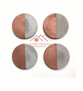 Juego de posavasos de metal Posavasos de metal de forma redonda con logotipo personalizado a tarifa mayorista Cobre y tono doble acabado gris - Product Image 1