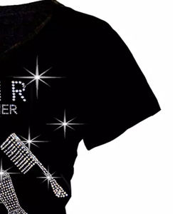 Últimas camisas de mujer con diamantes de imitación Camisetas de mujer de alta calidad Manga corta en precio al por mayor Camisas de mujer con diamantes de imitación - Product Image 5