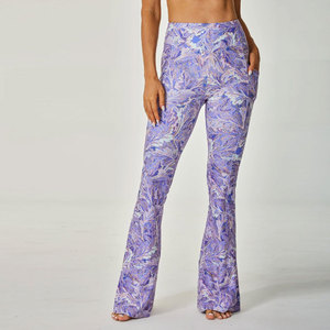 Custom Sublimated womens Flare leggings with logo options breathable stretch <b>material</b> OEM design for bulk sportswear and gymwear - Product Image 2