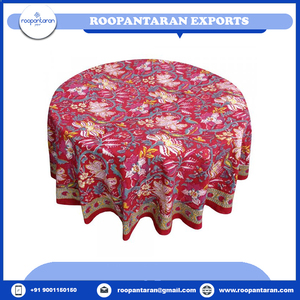 Manteles Redondos Hechos a Mano de Algodón 100% Bien Absorbente Bloque Impreso 20 Láminas Mantel Redondo 150Cms Suministro a Granel - Product Image 6