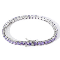 Bracelet tennis en laiton 4 mm avec zircone cubique CZ et améthyste violette, serti micro-pavé, pour hommes et femmes, usage quotidien