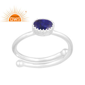Anillo apilable de piedras preciosas de lapislázuli Natural de plata de ley fina superventas, joyería personalizada para mujer, regalo para ella - Product Image 1