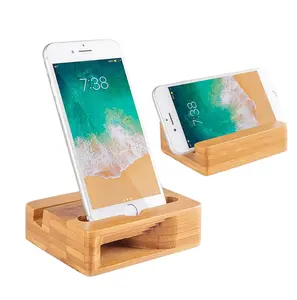 Cell Phone Stand with Sound Amplifier,Natural Bamboo Wooden Desktop Mobile Phone Holder (Sound Stand) All Mobile Phones Wooden