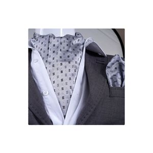 Elegant Male Adult Scarf and Handkerchief Set with Geometric Patterns on Gray Textile - Product Image 1