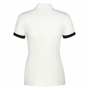Polos para mujer, camiseta de manga corta de verano, camisetas de punto ajustadas sólidas acanaladas Vintage con logotipo personalizado para mujer - Product Image 6