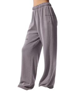 Pantalones de chándal holgados ecológicos con parte delantera plana personalizados OEM para mujer, pantalones deportivos informales de pierna ancha con cordón de cintura alta para correr - Product Image 5