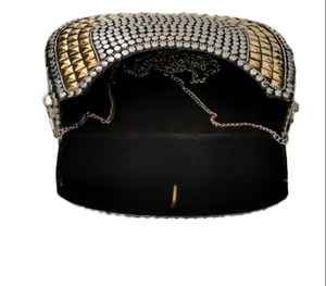 Custom Logo Women's Metal Clutch <b>Bag</b> Purse Luxury Metal Stud & Rhinestones Design Handmade <b>Bags</b> <b>Silver</b> <b>Evening</b> Birthday Gifts - Product Image 5