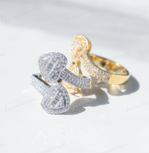 Luxury Fully <b>Iced</b> Custom Women's Hip Hop Sterling Silver Gold Plated VVS Moissanite Cut Heart Shape Pass <b>Rings</b> Trending Fashion - Product Image 1