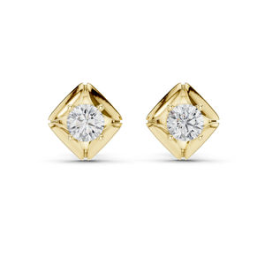 Boucles d'oreilles en or jaune 14 carats avec diamants ronds de laboratoire |   Boucles d'oreilles pour tous les jours |   Nouveau diamant cultivé - Product Image 1