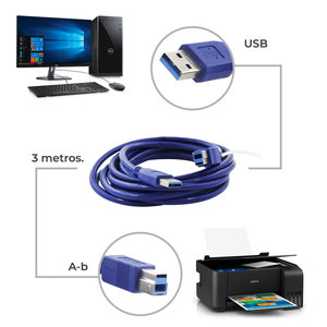 <b>USB</b> 3.0 A-B <b>Cable</b> with 3M for <b>Printer</b> or Hard Drive Durable Copper Conductor Material - Product Image 2
