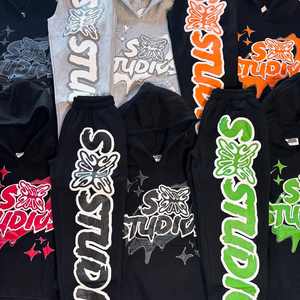 Personnalisé Hommes 100% Coton 450gsm Fuit Hiver Sérigraphie Sweat à Capuche Imprimé Pantalon 2 Pièces Ensembles Vente en Gros - Product Image 2