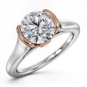 Bague de fiançailles SHREYA DIAM en moissanite ronde brillante, argent 925 plaqué or rose, sertissage clos, bijoux classiques pour femmes - Product Image 2
