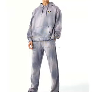 Survêtements décontractés à capuche, style tendance, nouvelle arrivée, hiver, écologiques, couleur unie, effet délavé, 100% coton, vente en gros - Product Image 1