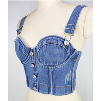 Nouvelle Collection Soutien-gorge en jean tricoté respirant et sexy, motif uni, 100% Coton, à armatures, demi-bonnet, coussinets amovibles pour Femme