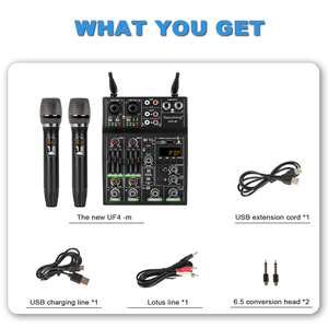 Biner UF4-M Interface Audio USB Professionnelle 4 Canaux Console de <span class=keywords><strong>Mixage</strong></span> Audio Domestique avec Microphone Sans Fil pour Karaoké et <span class=keywords><strong>PC</strong></span> - Product Image 4