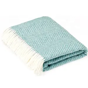 Embroidered 100% Organic Cotton Decorative Herring Bone Blanket 100% Soft Cotton Throws High Quality Weighted Throw Blanket