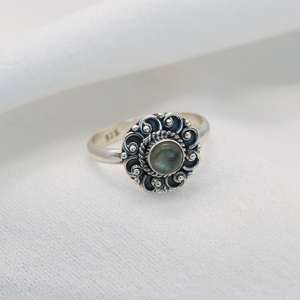 Labradorite 925 Sterling Silver Flower Ring <b>Small</b> Gemstone Handmade Jewelry Elegant <b>Gift</b> For Women - Product Image 6