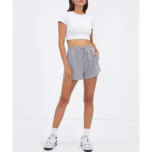 Shorts pour femmes, mode d'été, 100% coton jersey respirant, logo personnalisé, 4 directions extensibles, couleur unie, coupe régulière, vêtements de sport - Product Image 2