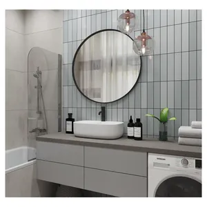 Miroir rond de qualité supérieure, miroir noir mat, miroir de vanité, mural - Product Image 1