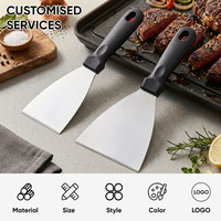 Spatule à crêpes en acier inoxydable antidérapante et résistante à la chaleur avec manche en plastique, spatule à fentes pour la cuisine, la cuisson au barbecue