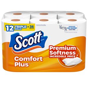 กระดาษชำระแบบใช้แล้วทิ้ง Scott ComfortPlus Soft 12 ม้วนแบบสามชั้น 231 แผ่นต่อม้วน 1 ชั้น ผลิตจากเยื่อไม้บริสุทธิ์ เป็นมิตรต่อสิ่งแวดล้อม ปลอดภัยสำหรับบ่อส้วม - Product Image 1