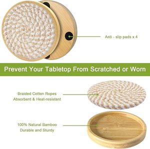 Best Theme Design Breaded Cotton Rope and Wooden <b>Table</b> <b>Coaster</b> Best for Parties and Other Functions Tableware Design <b>Coaster</b> - Product Image 2