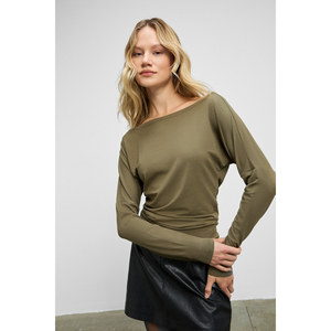 Chemisier ajusté en tissu extensible à col bateau pour femme GRIMELANGE RALIVEA - Product Image 3